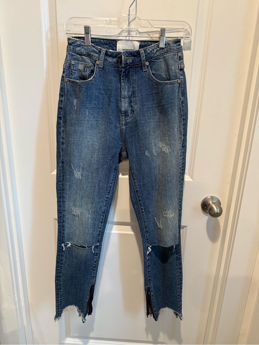 One Teaspoon Distressed Jeans Zip Ankle Raw Hem Size 26